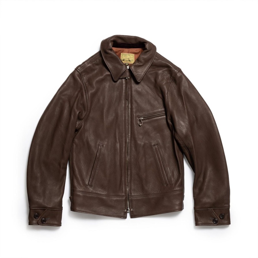 Clothing The Real McCoy's Leather Jackets | The Real Mccoy'S 30S Sports Jacket / Freeman Deerskin Brown