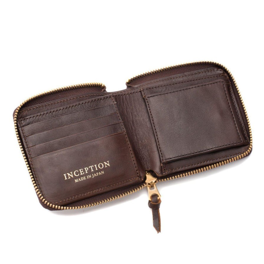 Accessories Inception Inception | Inception Horsehide Zip Wallet Brown