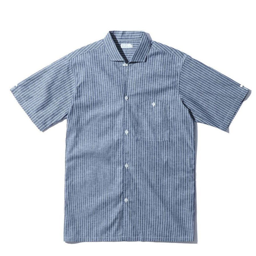 Clothing Warehouse & Co Shirts | Warehouse & Co Lot. 3091 Open Collar Shirt Indigo Base Stripe