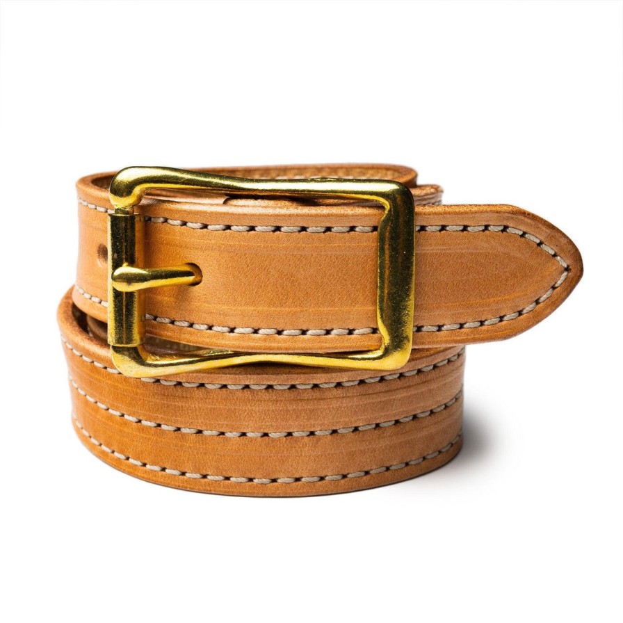 Clothing Yuketen Yuketen | Yuketen 1" Triple Stitch Belt Russet W/Natural Stitch