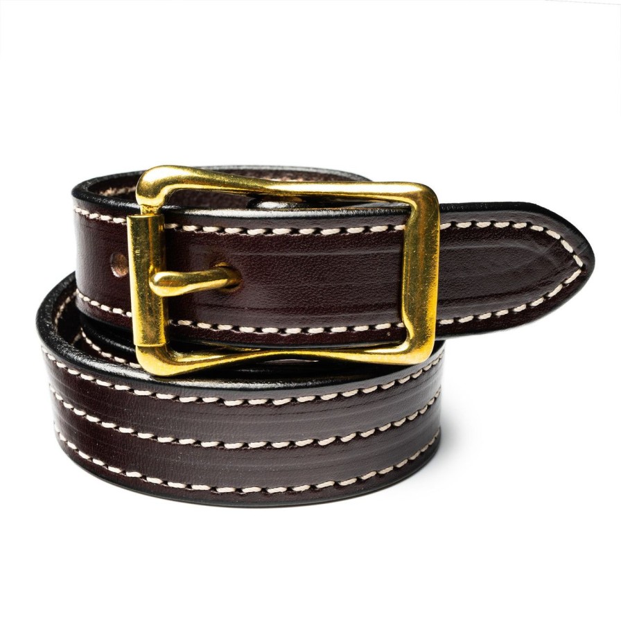 Clothing Yuketen Yuketen | Yuketen 1" Triple Stitch Belt Havana W/Natural Stitch