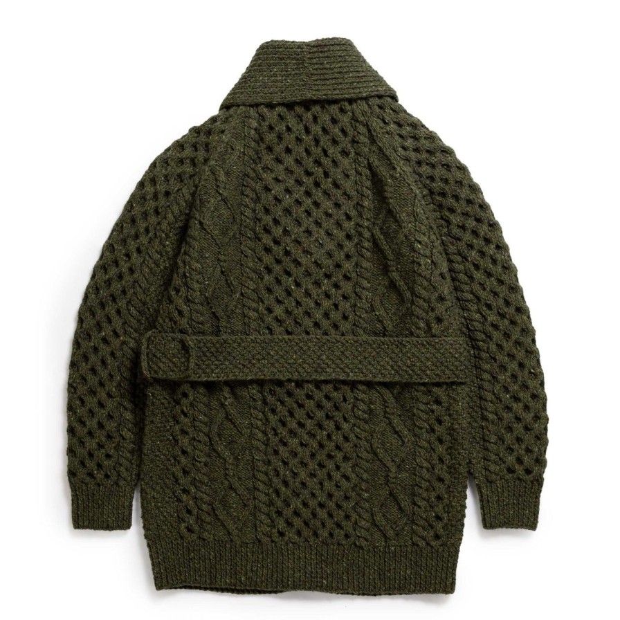 Clothing Allevol Knitwear | Allevol X Inverallan 6A Long Shawl Collar Mohair Tweed Oak