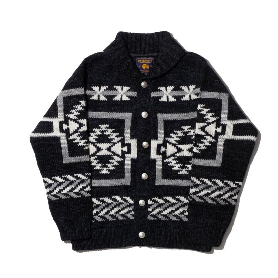 Clothing Pherrow's Knitwear | Pherrow'S Hand Knitted Cardigan Black