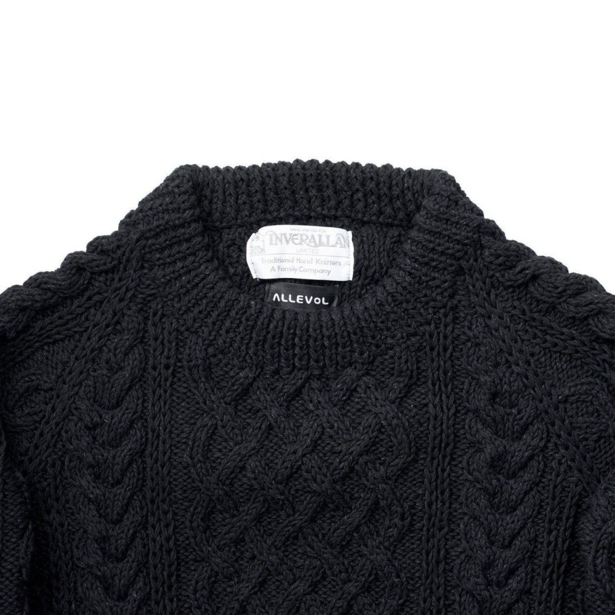 Clothing Allevol X Inverallan Knitwear | Allevol X Inverallan Cable Knit Crew 1A Black