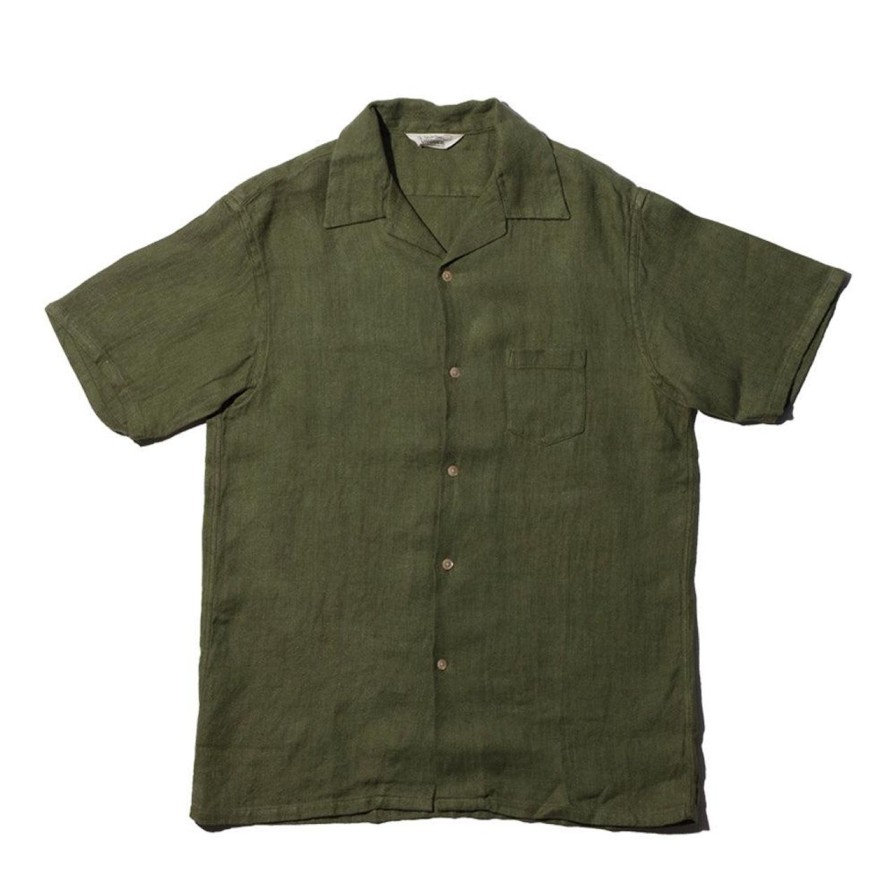 Clothing Orgueil Shirts | Orgueil Open Collar Shirt Olive Drab