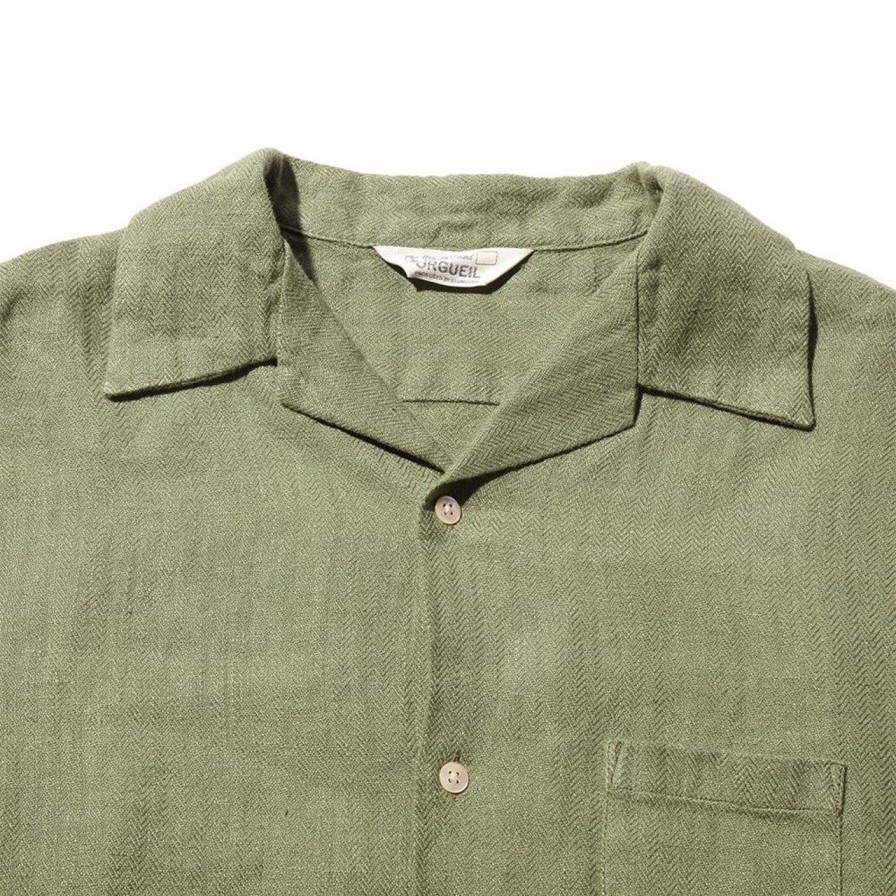 Clothing Orgueil Shirts | Orgueil Open Collar Shirt Olive Drab