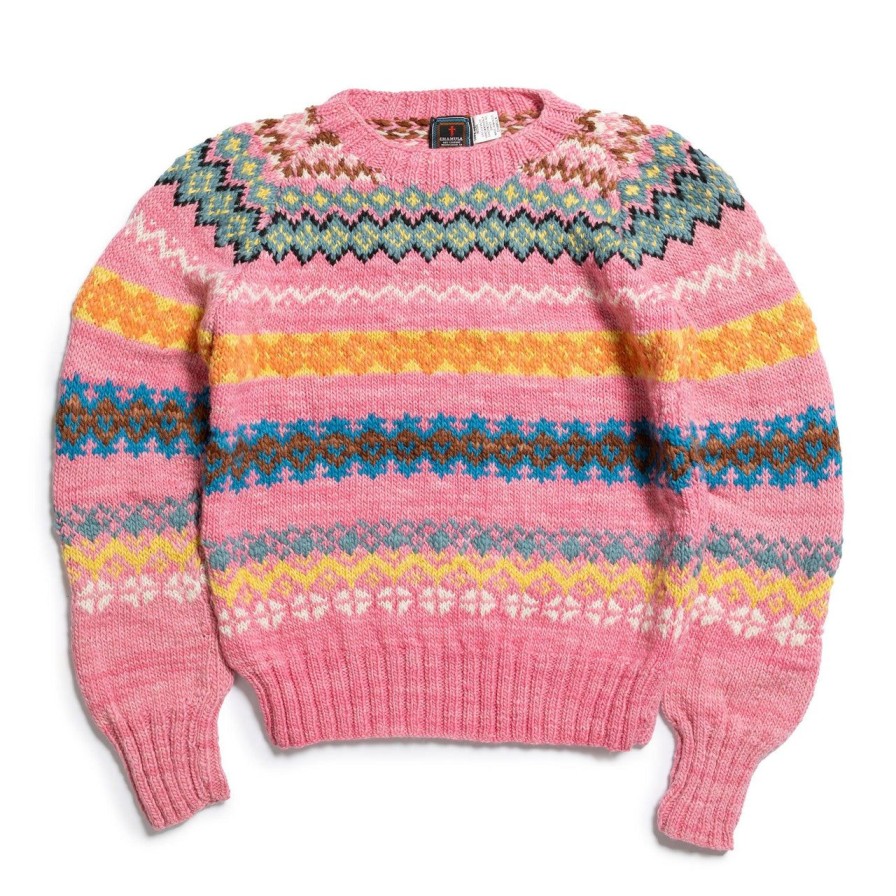 Clothing Chamula Knitwear | Chamula Fair Isle #8 Pullover Sweater Lt. Pink